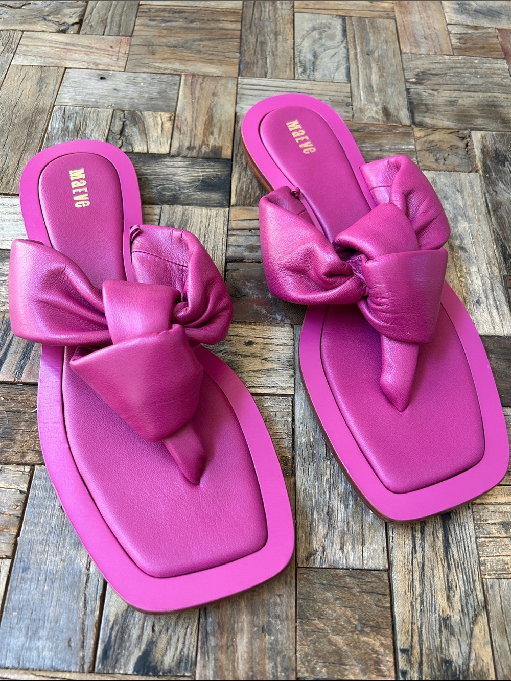 Maeve Anthropologie Puffy Knotted Hot Pink Sandals Size 10 NWOT